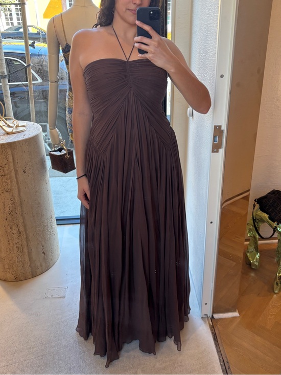 cult gaia Dresses & Skirts - Cult Gaia - RITZ GOWN - Brown Ruched Chiffon Evening Dress - Women's Formal Gown